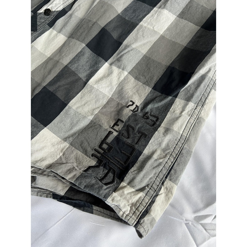 7 Diamonds Shirt Mens XL Black Gray White‎ Plaid Button Down Embroidered Pockets - Picture 10 of 15
